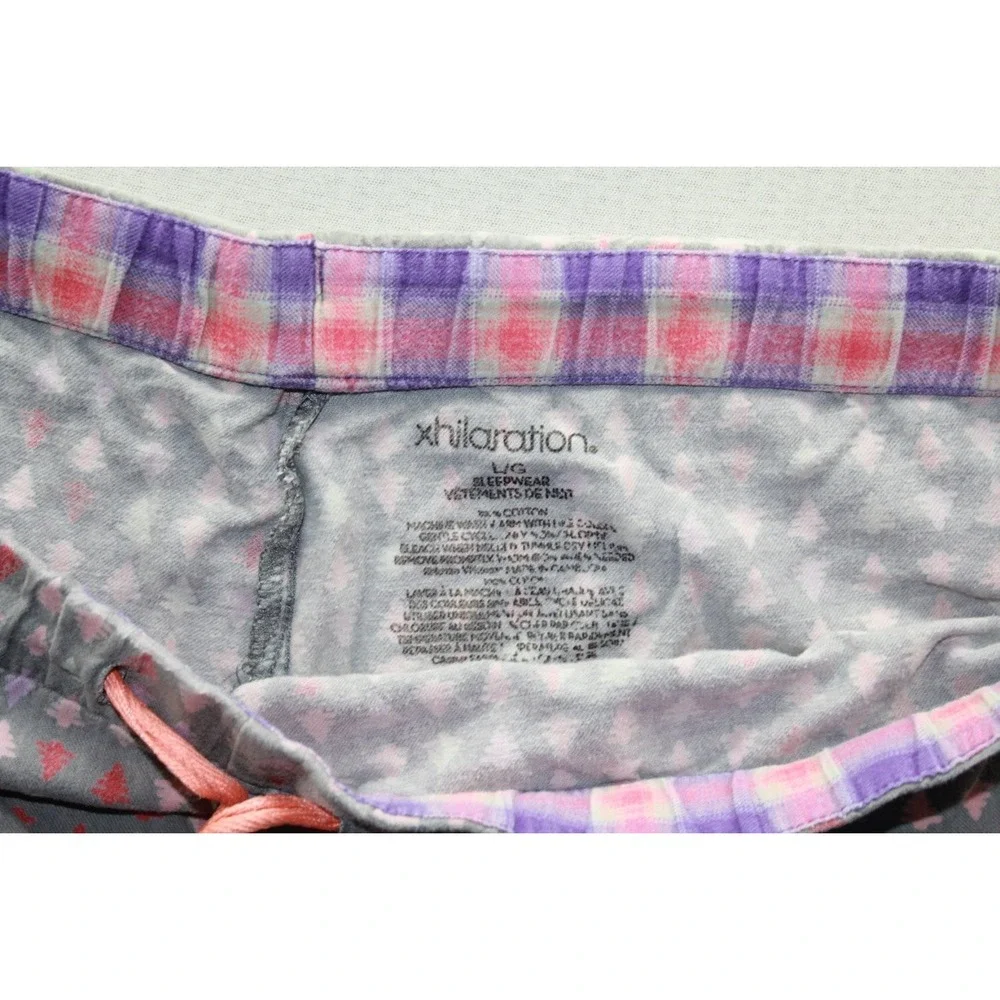 Xhilaration Pajama Pants Women Large Gray Good Christmas Tree Plaid Drawstring